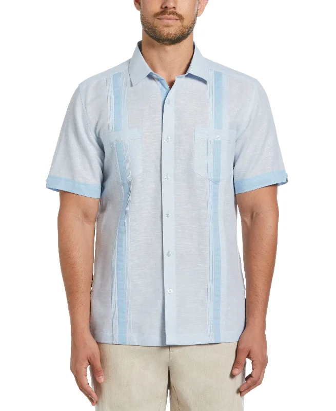 Linen Blend Cross Dye Guayabera Shirt