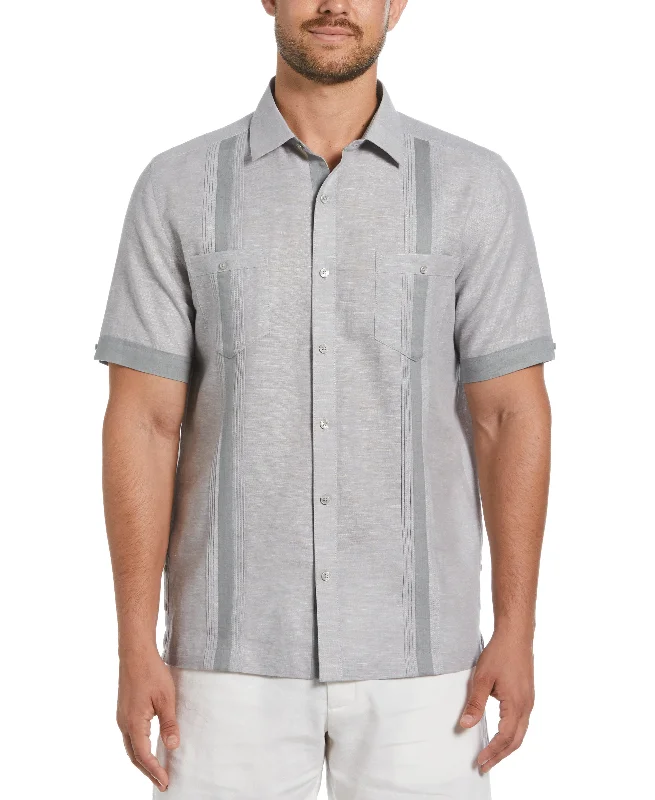 Linen Blend Cross Dye Guayabera Shirt