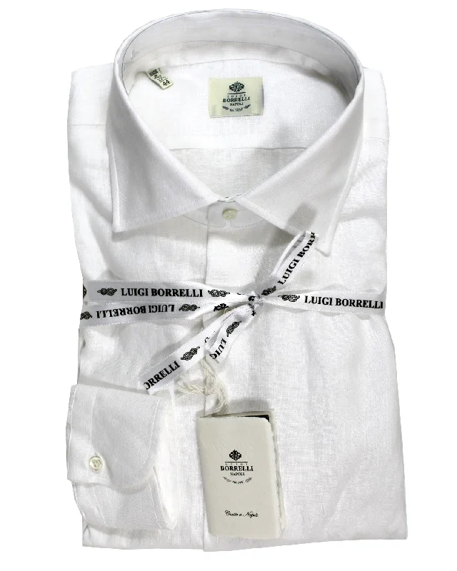 Luigi Borrelli Linen Shirt White 44 - 17 1/2