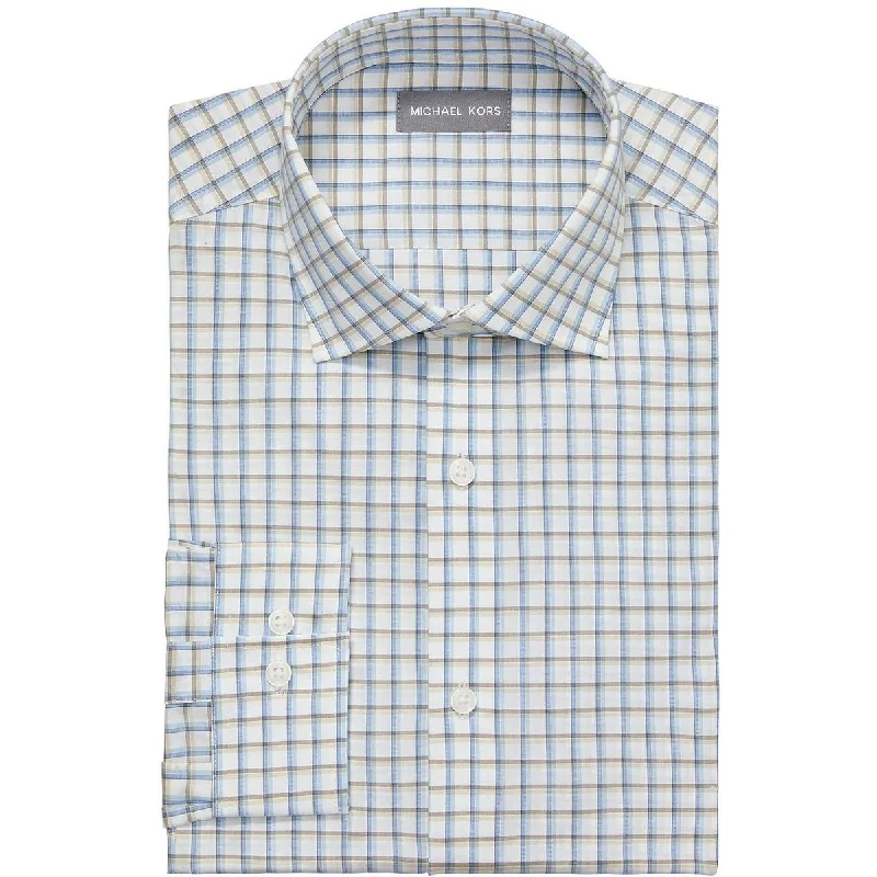 Michael Kors Mens Cotton Blend Checkered Button-Down Shirt