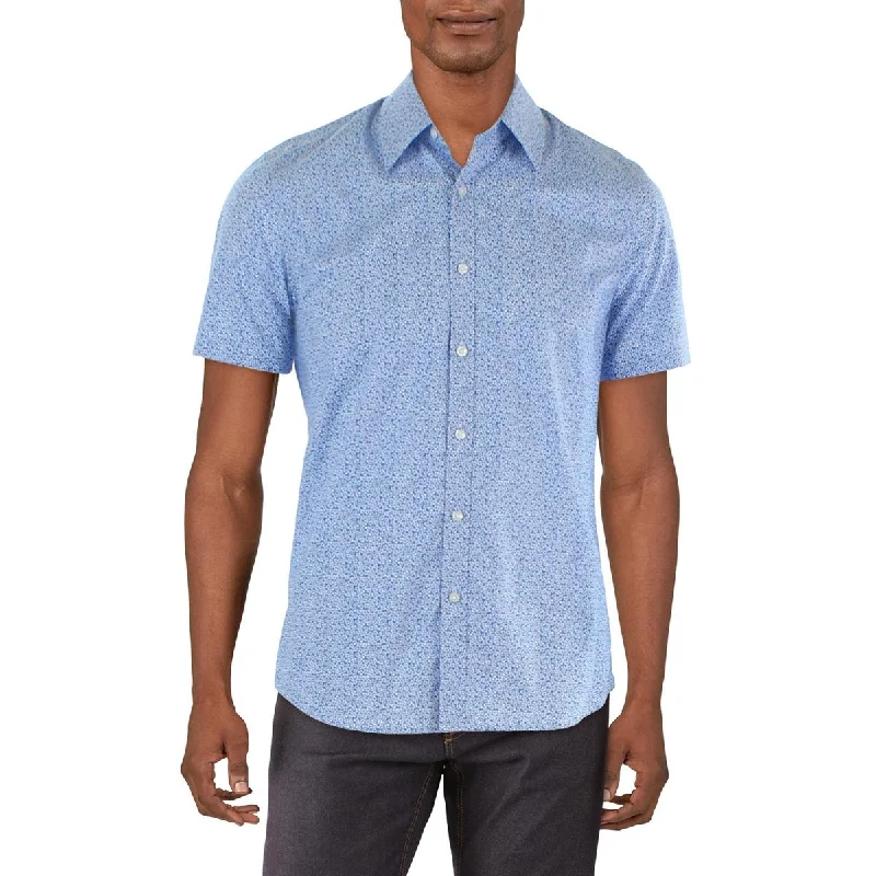 Michael Kors Mens Printed Cotton Button-Down Shirt