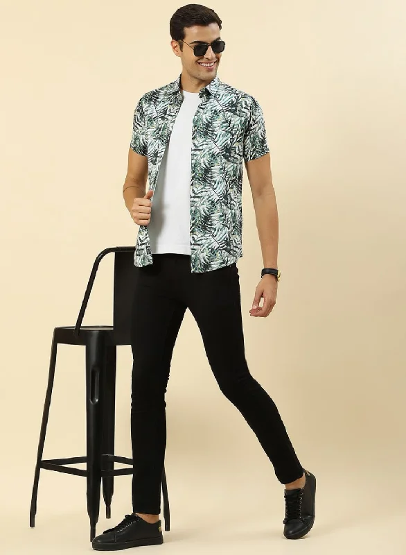 Men Green Printed Shirt