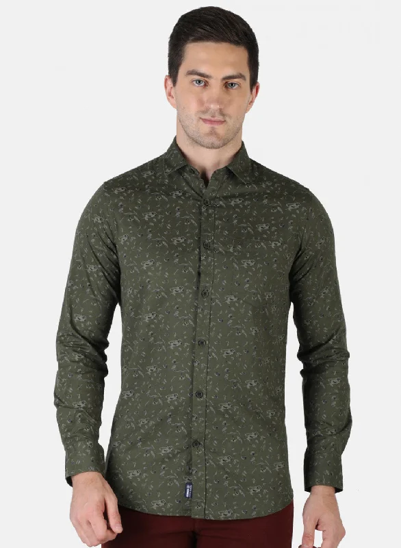 Men Olive Printed Shirt