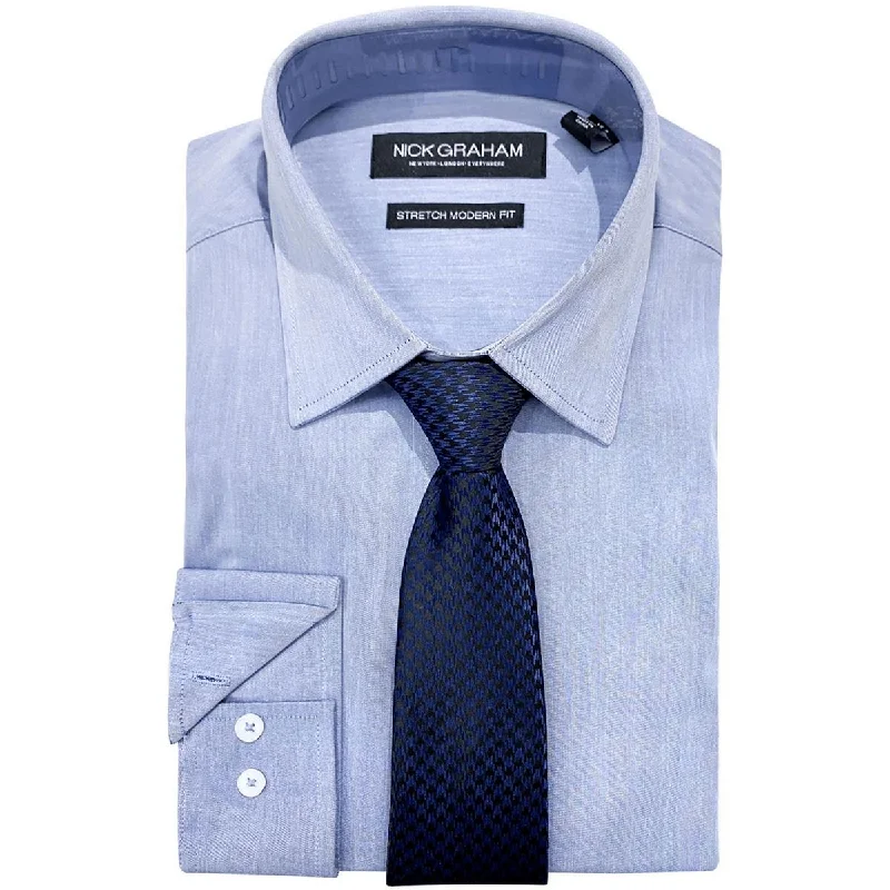 Nick Graham Mens Heathered Cotton Stretch Dress Shirt