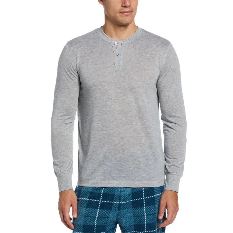 Perry Ellis Portfolio Mens Heathered Pullover Henley Shirt