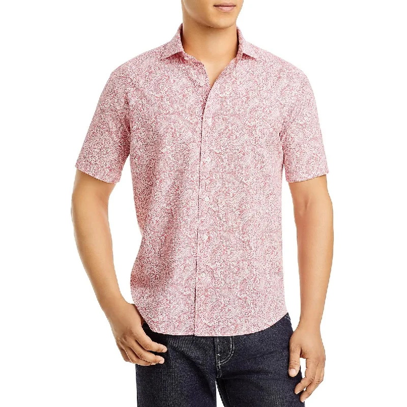 Peter Millar Mens Cotton Short Sleeve Button-Down Shirt