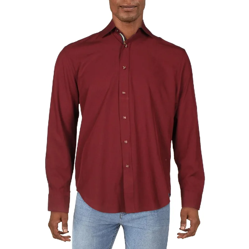 Society of Threads Mens Slim Fit Long Sleeve Button-Down Shirt