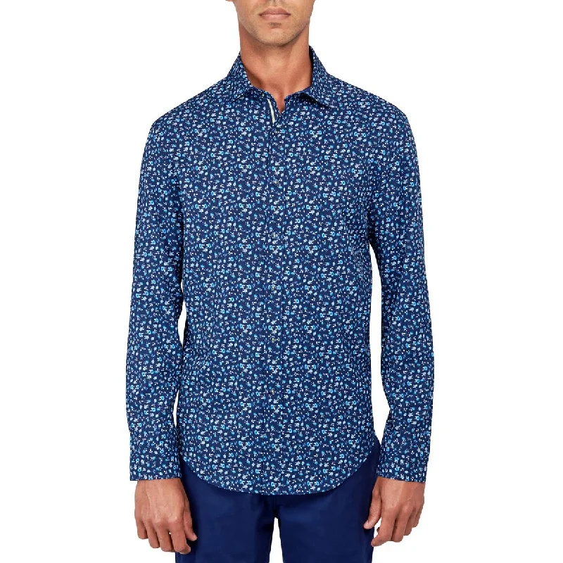 Society of Threads Mens Floral Quick Dry Button-Down Shirt