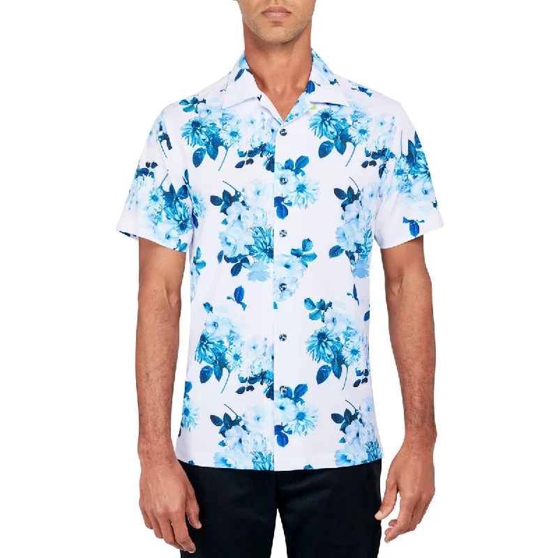 Society of Threads Mens Regular Fit Floral Button-Down Shirt