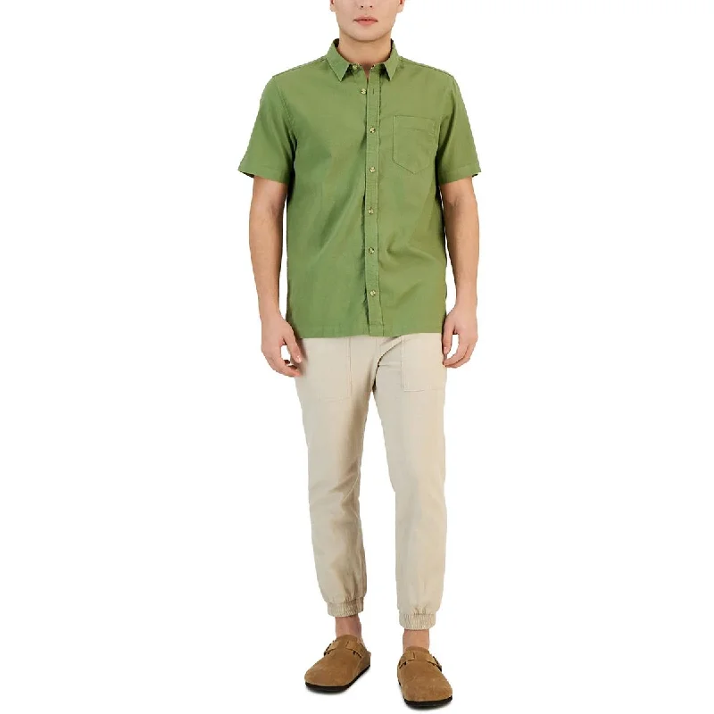 Sun + Stone Mens Blake Linen Button-Down Shirt