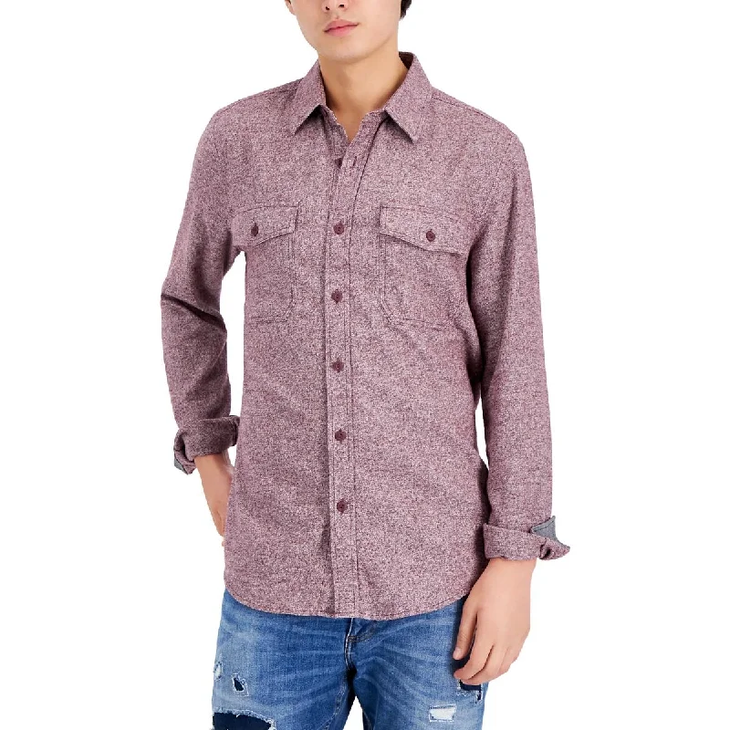 Sun + Stone Mens Cotton Collared Button-Down Shirt